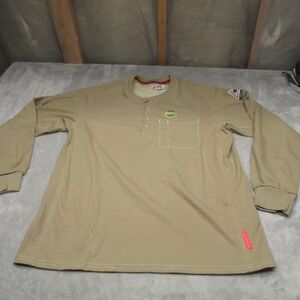 Bulwark FR Shirt Mens Large Brown iQ Pocket Flame Resistant Safety Workwear LOGO